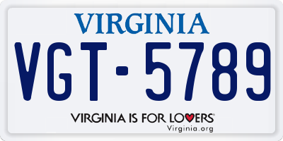 VA license plate VGT5789