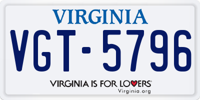 VA license plate VGT5796
