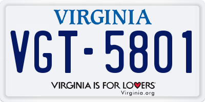 VA license plate VGT5801