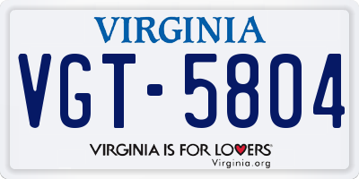 VA license plate VGT5804
