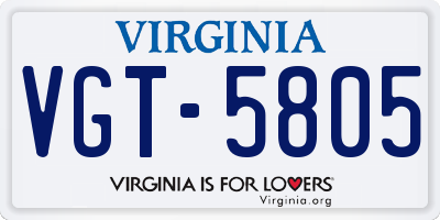 VA license plate VGT5805