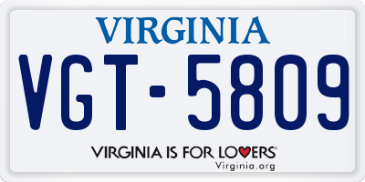 VA license plate VGT5809