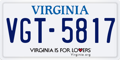 VA license plate VGT5817