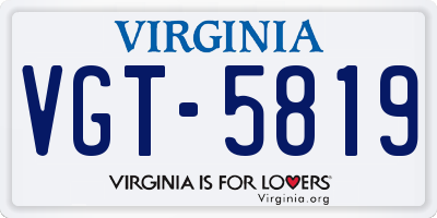 VA license plate VGT5819