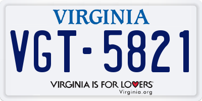VA license plate VGT5821