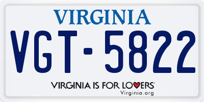 VA license plate VGT5822