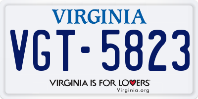 VA license plate VGT5823
