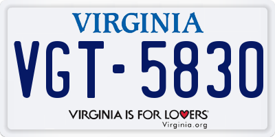 VA license plate VGT5830