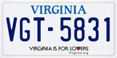 VA license plate VGT5831