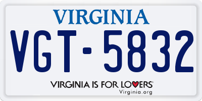 VA license plate VGT5832