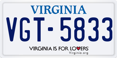 VA license plate VGT5833