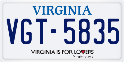 VA license plate VGT5835