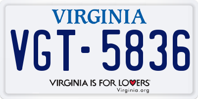 VA license plate VGT5836