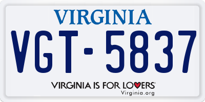 VA license plate VGT5837
