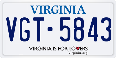 VA license plate VGT5843