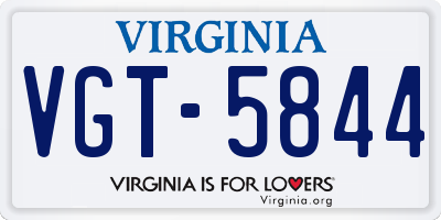 VA license plate VGT5844