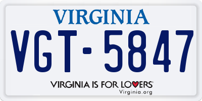 VA license plate VGT5847