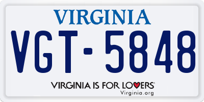 VA license plate VGT5848