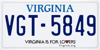 VA license plate VGT5849