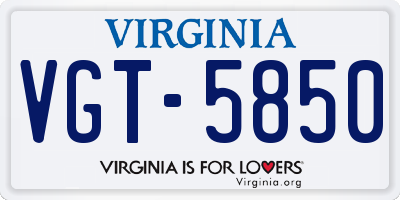 VA license plate VGT5850
