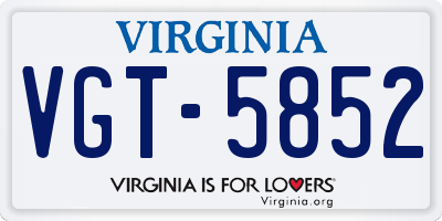 VA license plate VGT5852