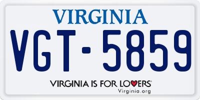 VA license plate VGT5859