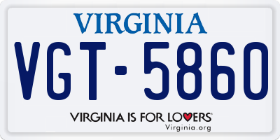 VA license plate VGT5860