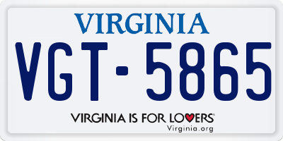 VA license plate VGT5865