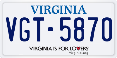 VA license plate VGT5870
