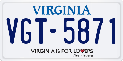 VA license plate VGT5871