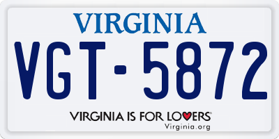 VA license plate VGT5872