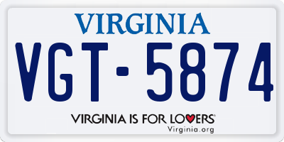 VA license plate VGT5874