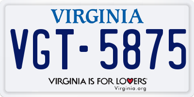 VA license plate VGT5875