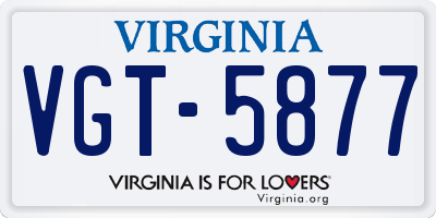 VA license plate VGT5877