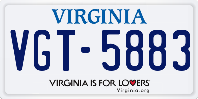 VA license plate VGT5883