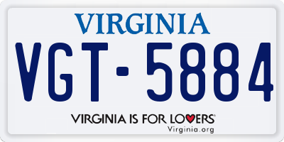 VA license plate VGT5884