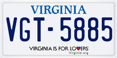 VA license plate VGT5885