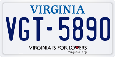 VA license plate VGT5890