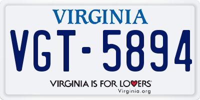 VA license plate VGT5894