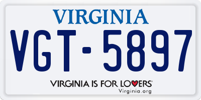 VA license plate VGT5897
