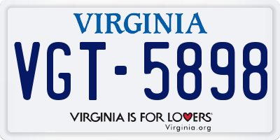 VA license plate VGT5898
