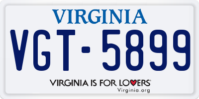 VA license plate VGT5899
