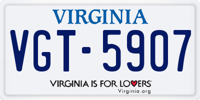 VA license plate VGT5907