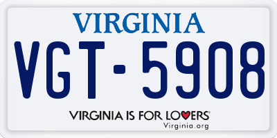 VA license plate VGT5908