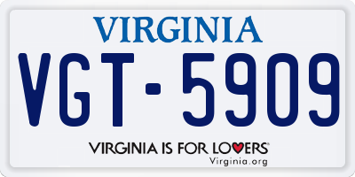 VA license plate VGT5909