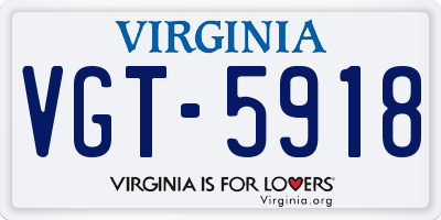VA license plate VGT5918