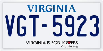 VA license plate VGT5923