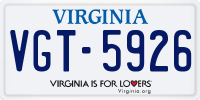 VA license plate VGT5926
