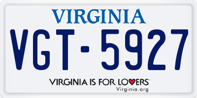 VA license plate VGT5927