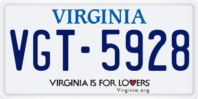 VA license plate VGT5928
